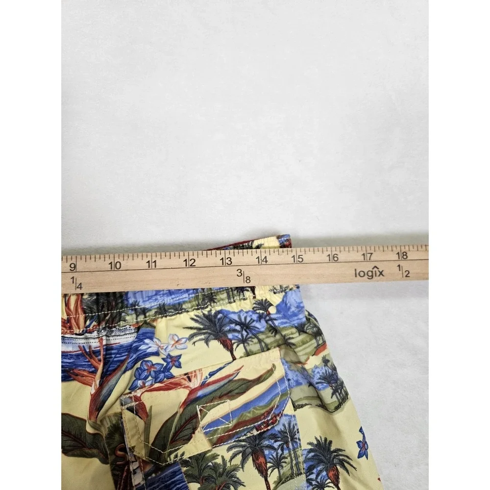 Vintage REYN SPOONER Pattern Ships Planes Palm Polyester Swim Shorts Men's Small